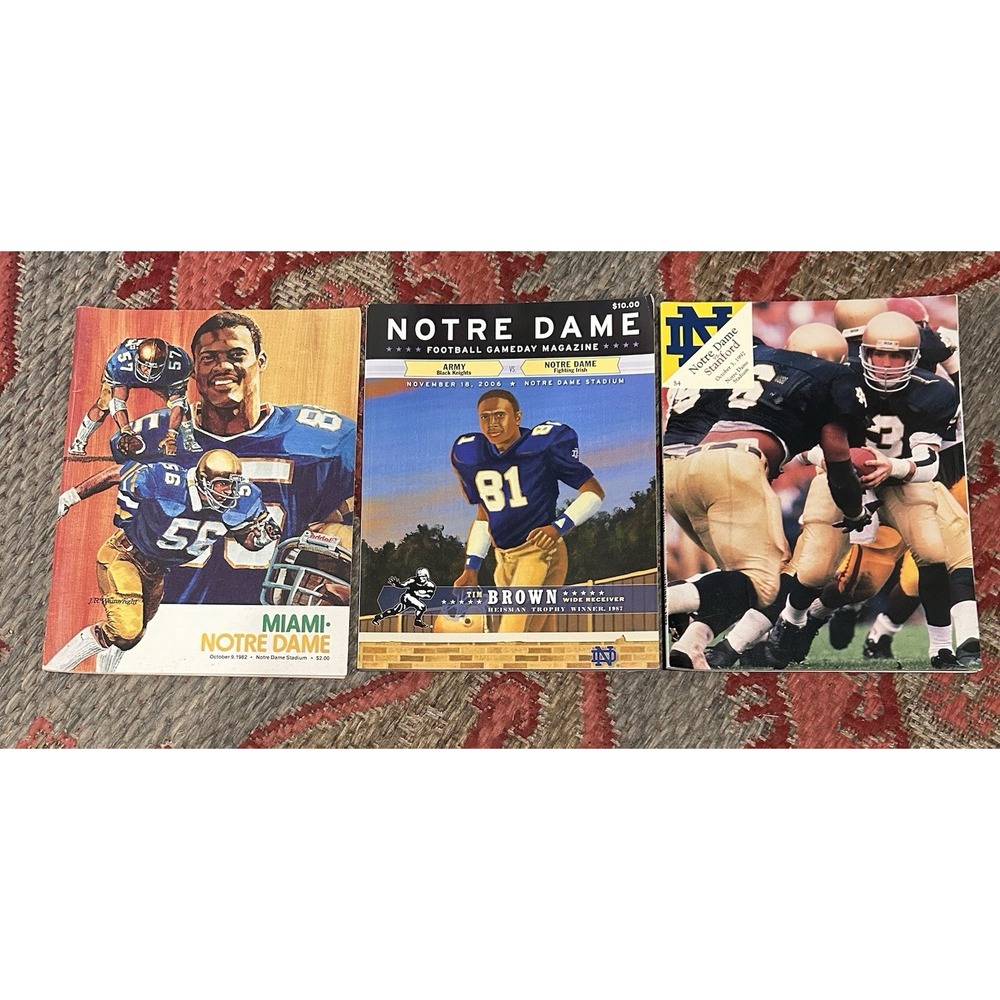 Vintage Lot of 3 Notre Dame Game Day Programs Miami Army Stanford Football